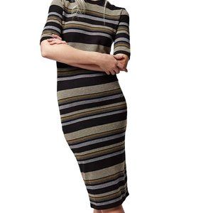 Topshop Ribbed Striped Midi Dress